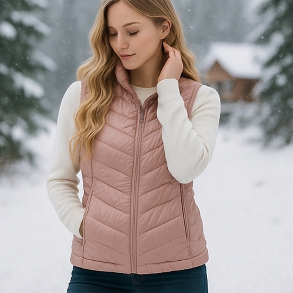 The North Face Aconcagua 550 Down Vest Women’s M Pink Evening Sand F256 - Picture 4 of 8